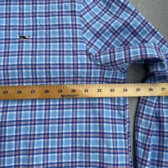 Vineyard Vines Whale Pink Blue Plaid Classic Fit Shirt Button Down Shirt Size XL - Picture 6 of 10